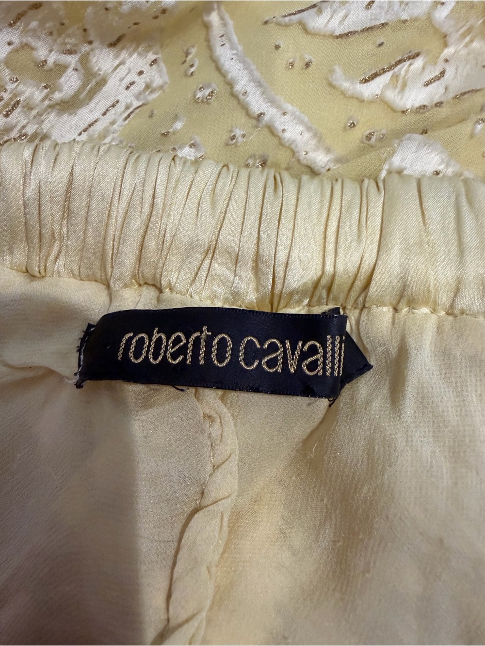 Vintage Roberto Cavalli Yellow Burnout Velvet Paisley Midi Skirt Size S - Picture 9 of 9